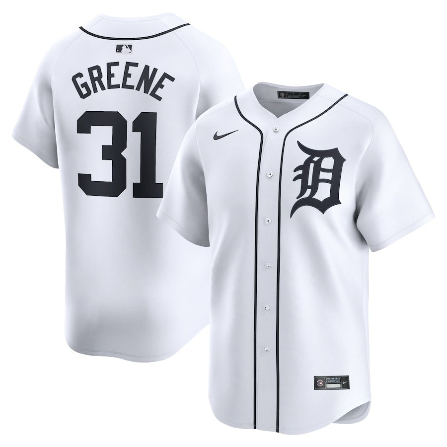 Men Detroit Tigers #31 Riley Greene Nike White Home Limited Player MLB Jersey->detroit tigers->MLB Jersey